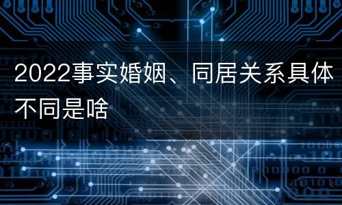 2022事实婚姻、同居关系具体不同是啥