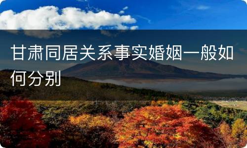 甘肃同居关系事实婚姻一般如何分别
