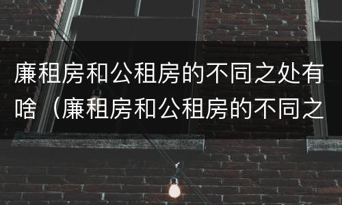 廉租房和公租房的不同之处有啥（廉租房和公租房的不同之处有啥区别）