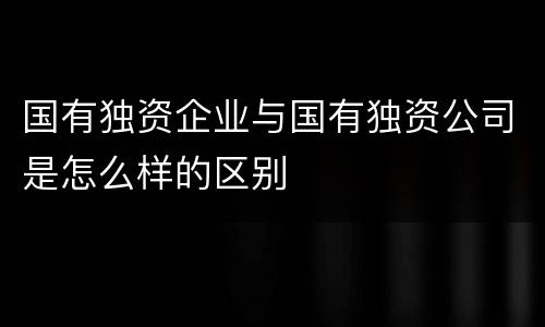 国有独资企业与国有独资公司是怎么样的区别