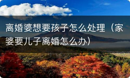 离婚婆想要孩子怎么处理（家婆要儿子离婚怎么办）