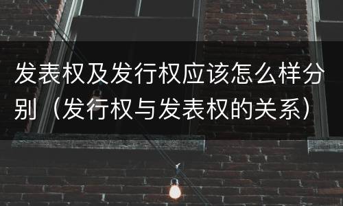 发表权及发行权应该怎么样分别（发行权与发表权的关系）