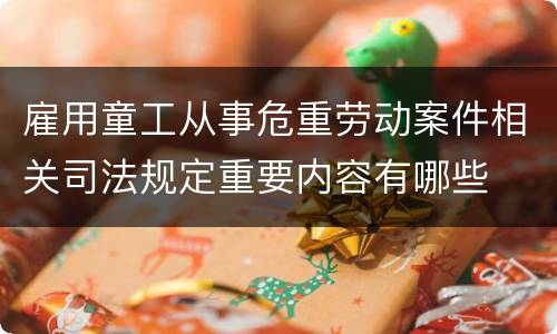 雇用童工从事危重劳动案件相关司法规定重要内容有哪些