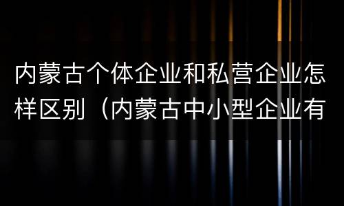 内蒙古个体企业和私营企业怎样区别（内蒙古中小型企业有哪些）