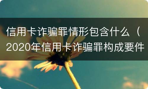 信用卡诈骗罪情形包含什么（2020年信用卡诈骗罪构成要件）
