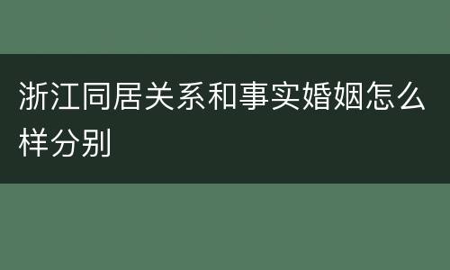 浙江同居关系和事实婚姻怎么样分别
