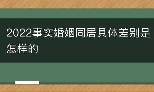 2022事实婚姻同居具体差别是怎样的