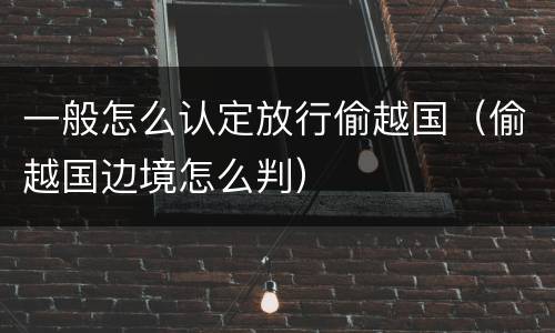 一般怎么认定放行偷越国（偷越国边境怎么判）