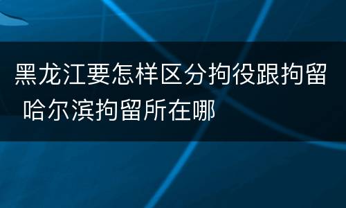 黑龙江要怎样区分拘役跟拘留 哈尔滨拘留所在哪