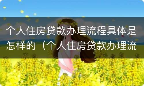 个人住房贷款办理流程具体是怎样的（个人住房贷款办理流程具体是怎样的呢）