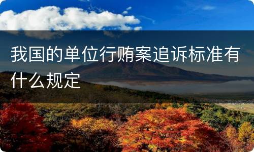 我国的单位行贿案追诉标准有什么规定