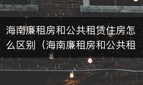 海南廉租房和公共租赁住房怎么区别（海南廉租房和公共租赁住房怎么区别呢）