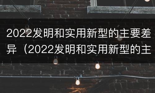 2022发明和实用新型的主要差异（2022发明和实用新型的主要差异是）