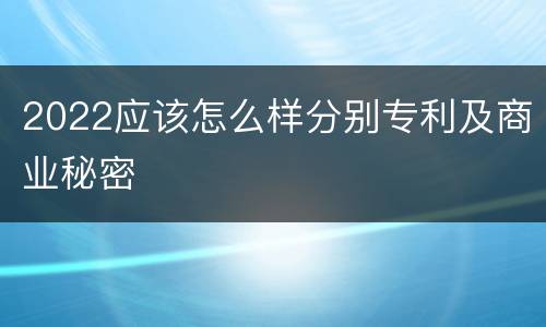 2022应该怎么样分别专利及商业秘密