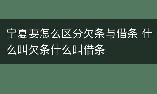 宁夏要怎么区分欠条与借条 什么叫欠条什么叫借条