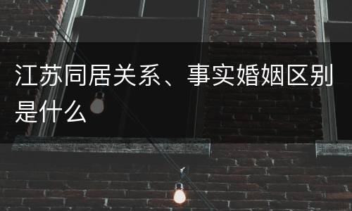 江苏同居关系、事实婚姻区别是什么