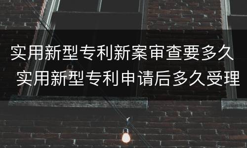 实用新型专利新案审查要多久 实用新型专利申请后多久受理