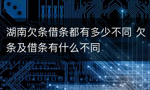 湖南欠条借条都有多少不同 欠条及借条有什么不同