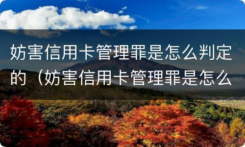 妨害信用卡管理罪是怎么判定的（妨害信用卡管理罪是怎么判定的呢）