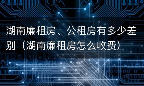 湖南廉租房、公租房有多少差别（湖南廉租房怎么收费）