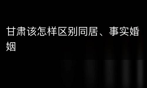 甘肃该怎样区别同居、事实婚姻