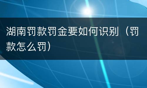 湖南罚款罚金要如何识别（罚款怎么罚）