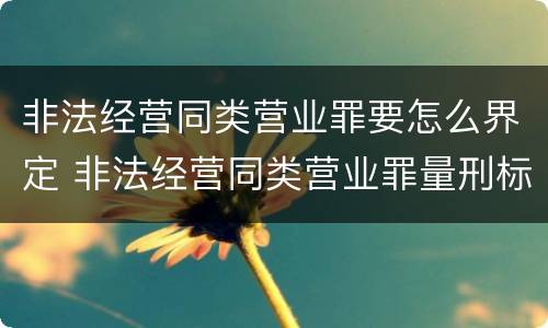 非法经营同类营业罪要怎么界定 非法经营同类营业罪量刑标准