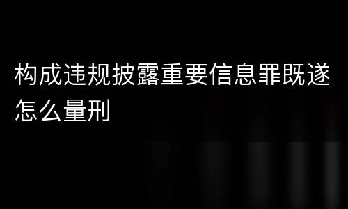 构成违规披露重要信息罪既遂怎么量刑
