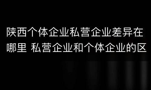 陕西个体企业私营企业差异在哪里 私营企业和个体企业的区别
