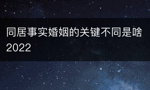 同居事实婚姻的关键不同是啥2022