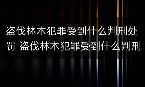 盗伐林木犯罪受到什么判刑处罚 盗伐林木犯罪受到什么判刑处罚案例