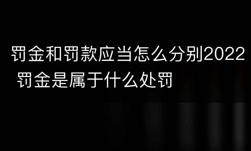 罚金和罚款应当怎么分别2022 罚金是属于什么处罚