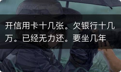 开信用卡十几张。欠银行十几万。已经无力还。要坐几年