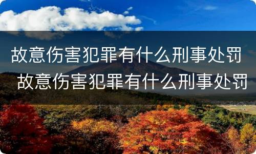 故意伤害犯罪有什么刑事处罚 故意伤害犯罪有什么刑事处罚规定