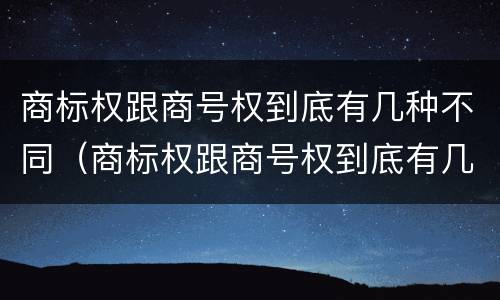 商标权跟商号权到底有几种不同（商标权跟商号权到底有几种不同）