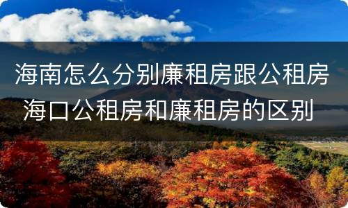 海南怎么分别廉租房跟公租房 海口公租房和廉租房的区别