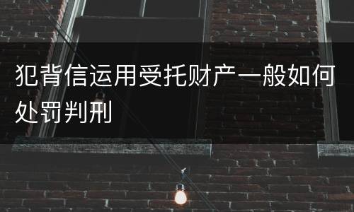 犯背信运用受托财产一般如何处罚判刑
