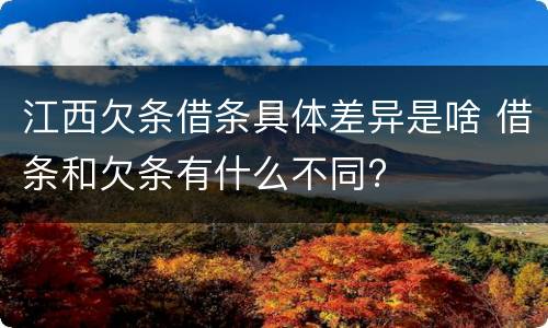 江西欠条借条具体差异是啥 借条和欠条有什么不同?