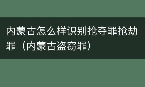 内蒙古怎么样识别抢夺罪抢劫罪（内蒙古盗窃罪）