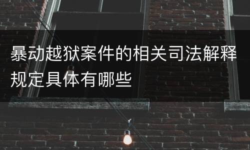 暴动越狱案件的相关司法解释规定具体有哪些