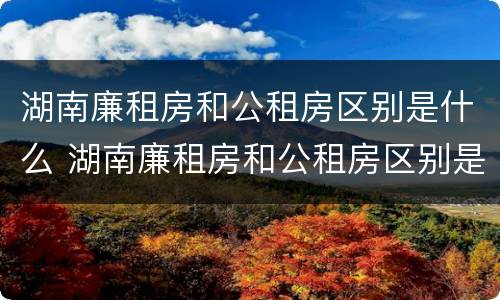 湖南廉租房和公租房区别是什么 湖南廉租房和公租房区别是什么呢