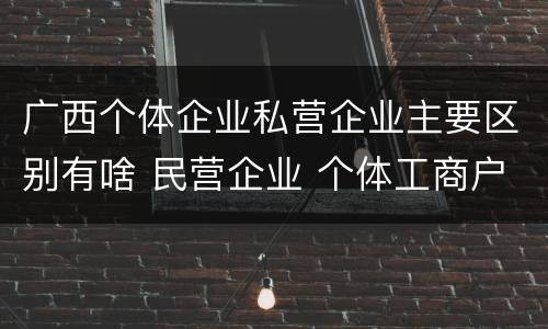 广西个体企业私营企业主要区别有啥 民营企业 个体工商户 区别