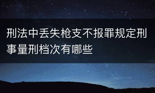 刑法中丢失枪支不报罪规定刑事量刑档次有哪些