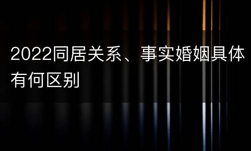 2022同居关系、事实婚姻具体有何区别