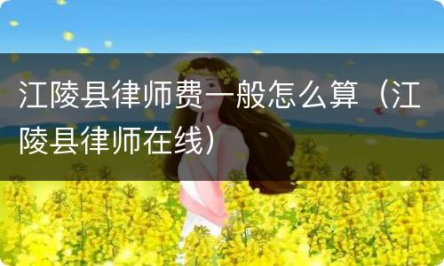 江陵县律师费一般怎么算（江陵县律师在线）
