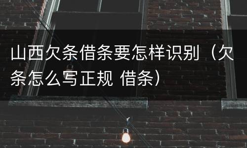 山西欠条借条要怎样识别（欠条怎么写正规 借条）