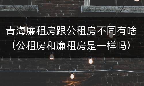 青海廉租房跟公租房不同有啥（公租房和廉租房是一样吗）