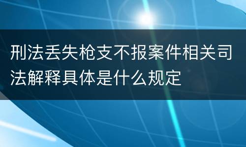 刑法丢失枪支不报案件相关司法解释具体是什么规定