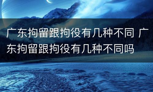 广东拘留跟拘役有几种不同 广东拘留跟拘役有几种不同吗