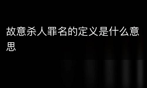 故意杀人罪名的定义是什么意思